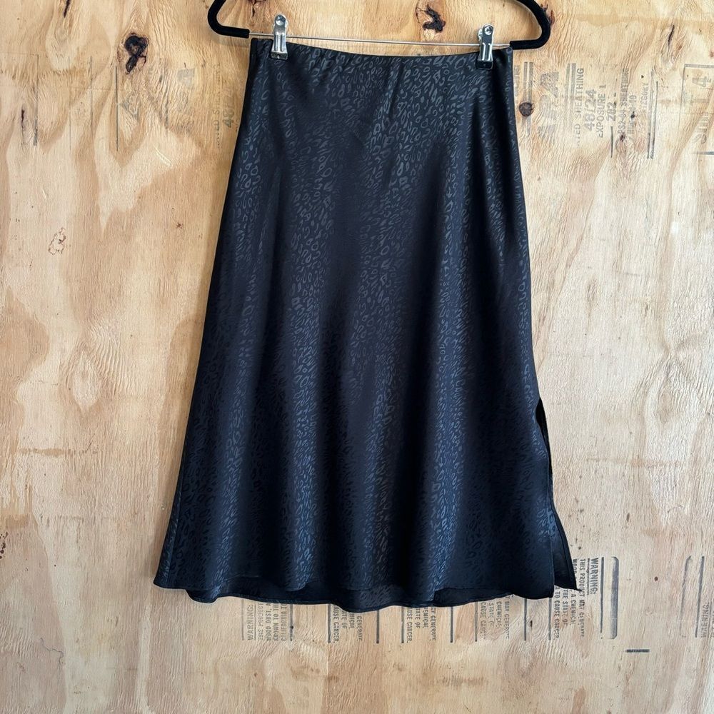 Socialite Black Leopard Print Knee Length Skirt Sz M